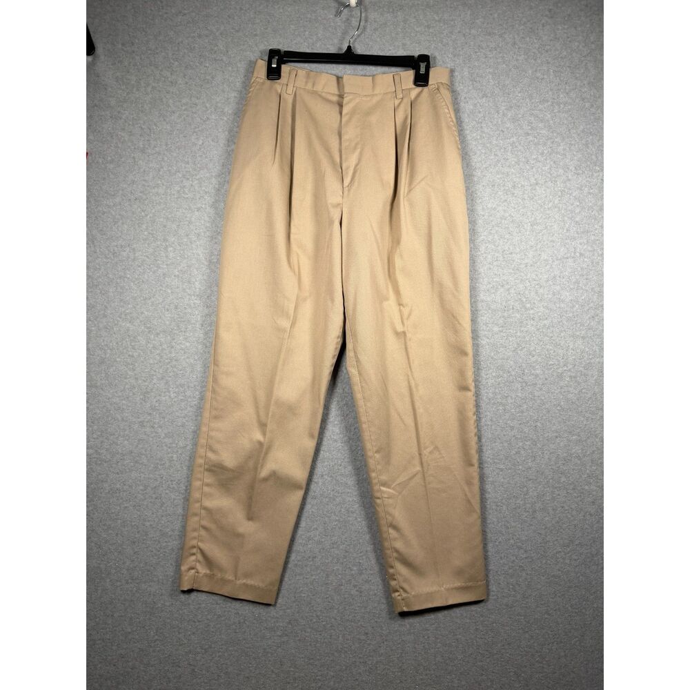 Vintage Chic Women's 14 Petite Beige Khaki Pleated High Rise Pants USA 3847